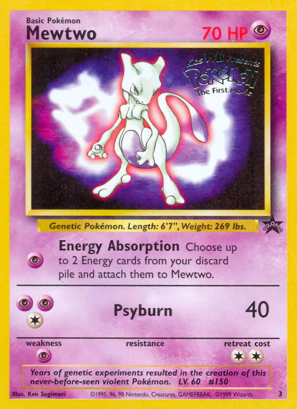 Carta Mewtwo #3 de Wizards Black Star Promos