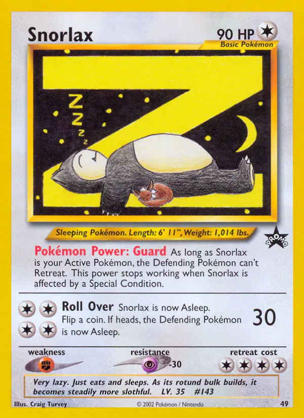 Carta Snorlax #49 de Wizards Black Star Promos