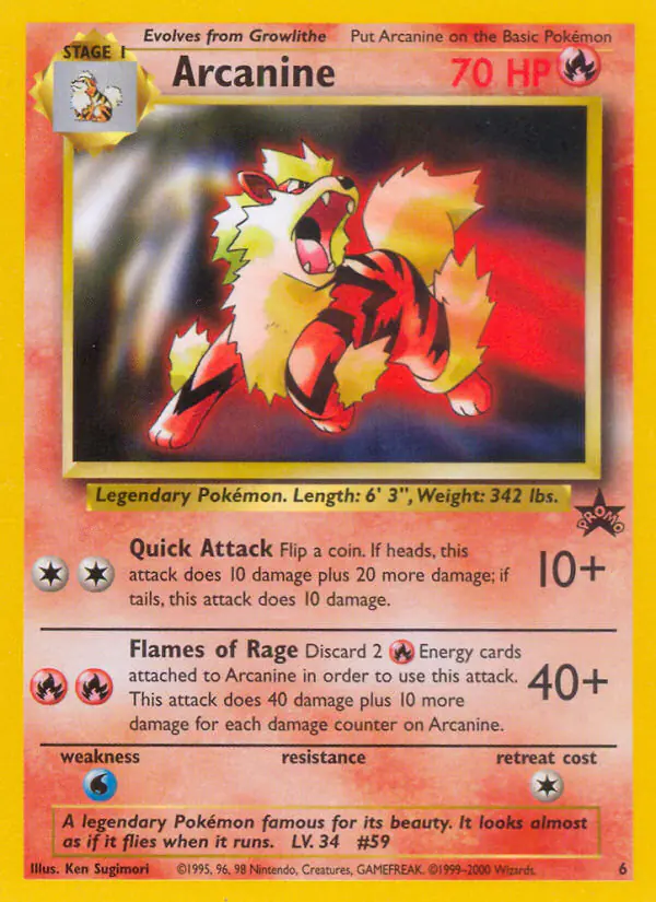 Carta Arcanine #6 de Wizards Black Star Promos