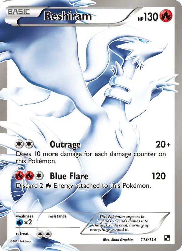 Carta Reshiram 113/114 de Black & White