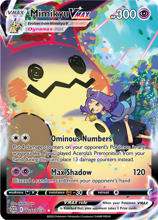 Carta Mimikyu VMAX TG17 de Brilliant Stars Trainer Gallery