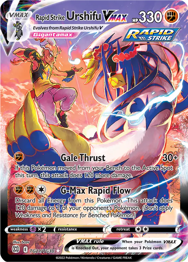 Carta Rapid Strike Urshifu VMAX TG21 de Brilliant Stars Trainer Gallery