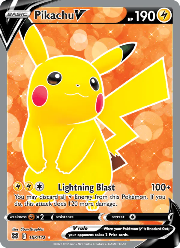 Carta Pikachu V 157/172 de Brilliant Stars
