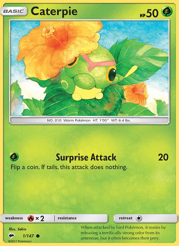 Carta Caterpie 1/147 de Burning Shadows