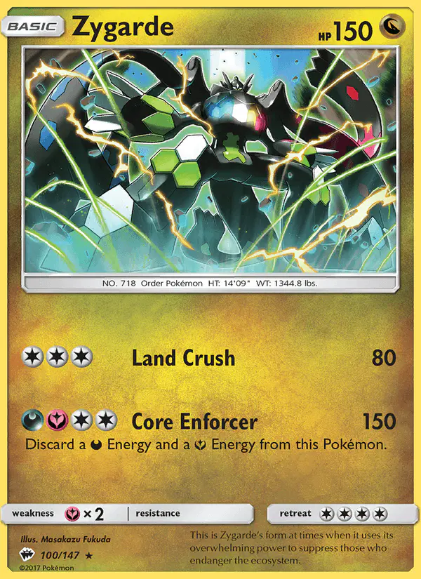 Carta Zygarde 100/147 de Burning Shadows