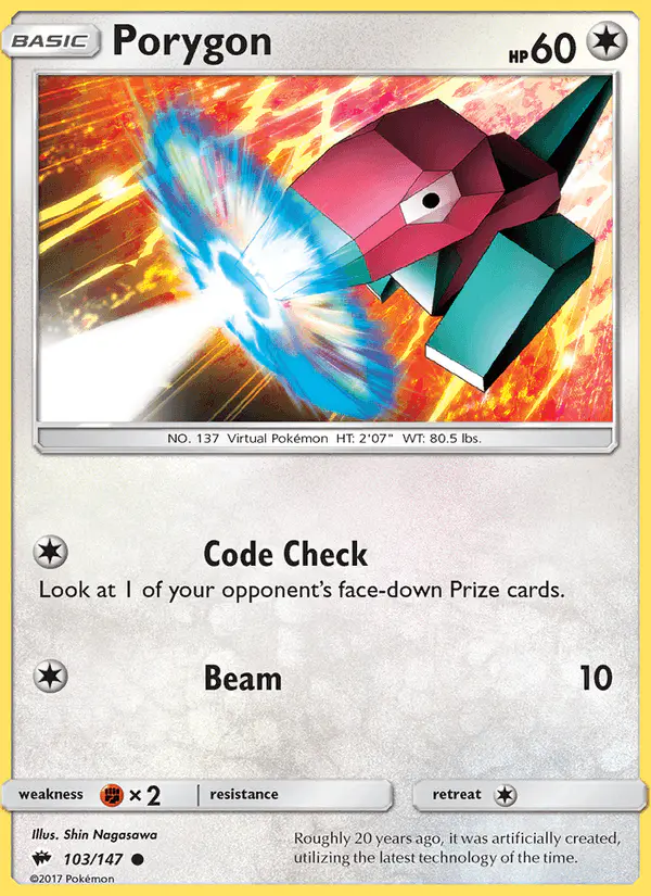 Carta Porygon 103/147 de Burning Shadows