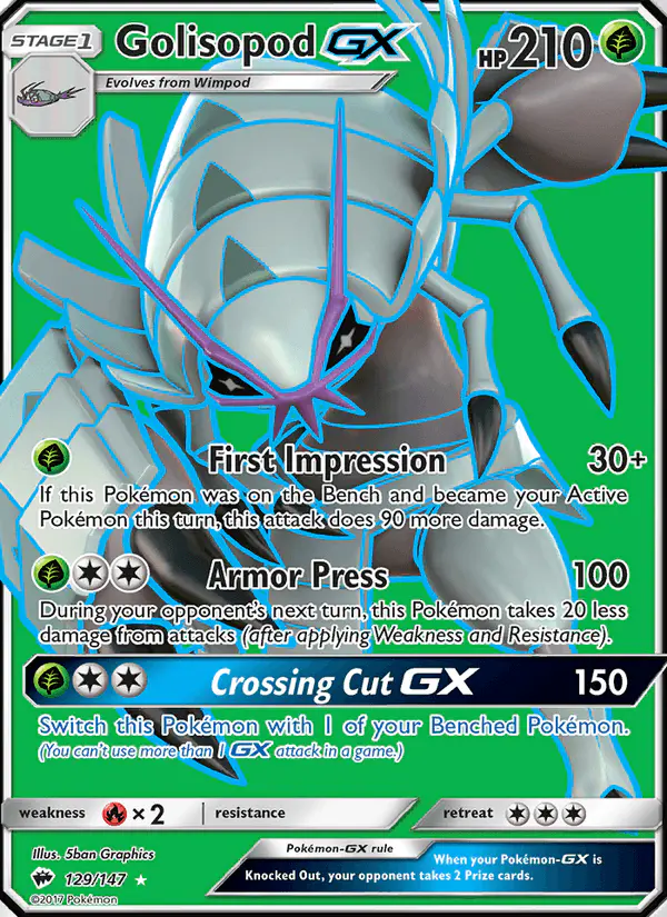Carta Golisopod GX 129/147 de Burning Shadows