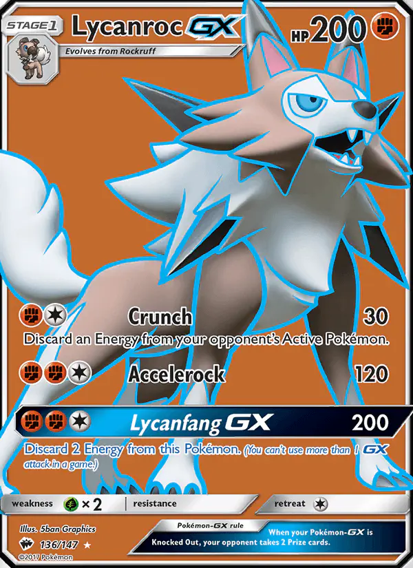 Carta Lycanroc GX 136/147 de Burning Shadows