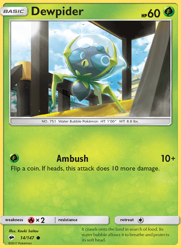 Carta Dewpider 14/147 de Burning Shadows