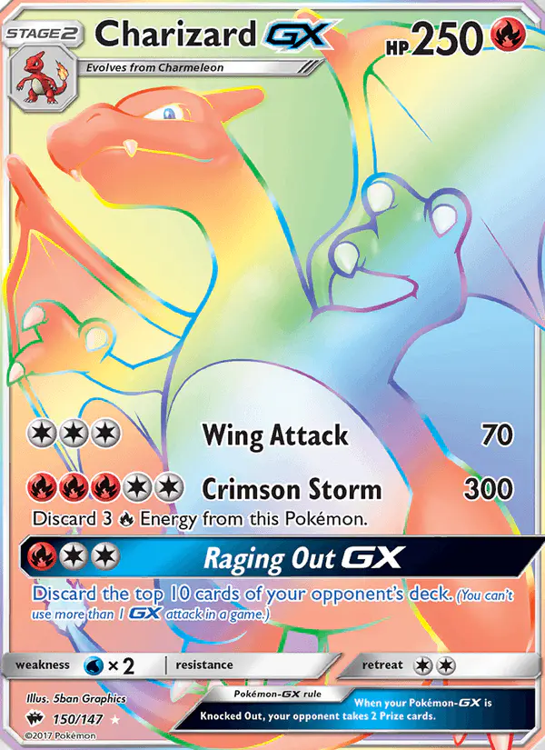 Carta Charizard GX 150/147 de Burning Shadows