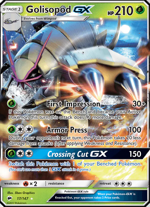 Carta Golisopod GX 17/147 de Burning Shadows