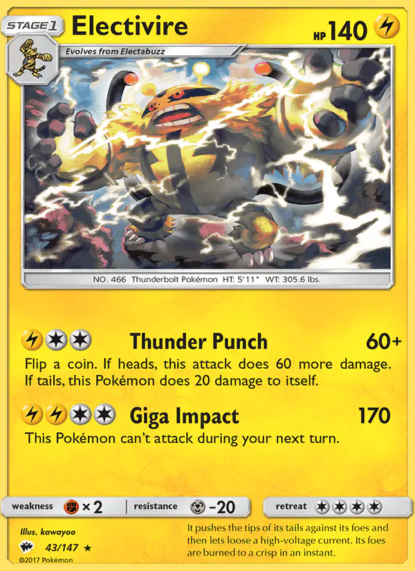 Carta Electivire 43/147 de Burning Shadows