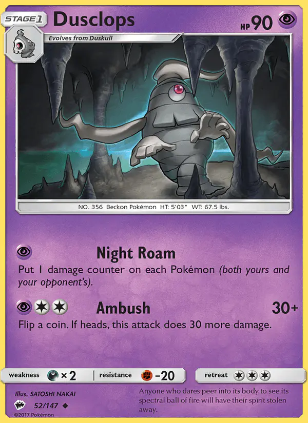 Carta Dusclops 52/147 de Burning Shadows