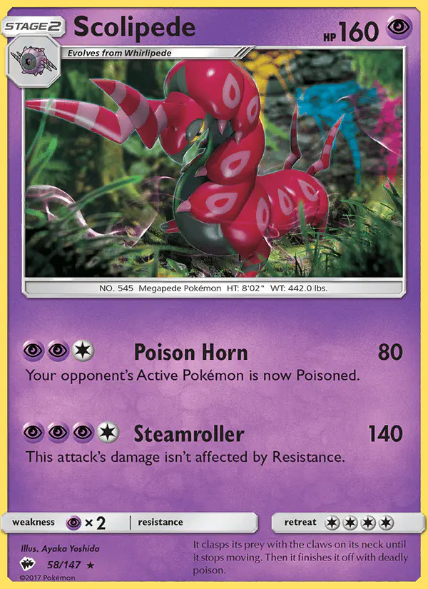 Carta Scolipede 58/147 de Burning Shadows