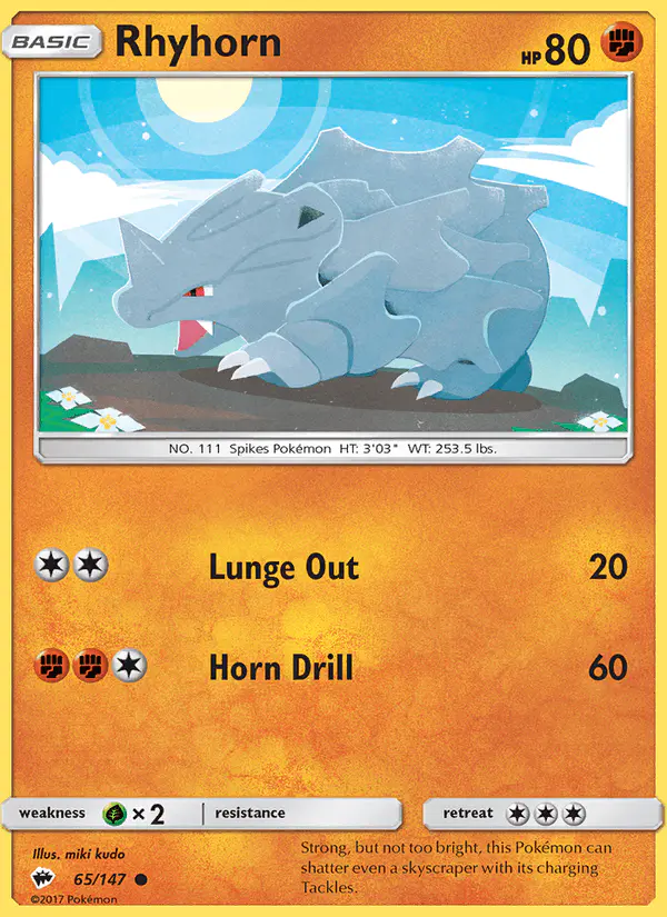 Carta Rhyhorn 65/147 de Burning Shadows