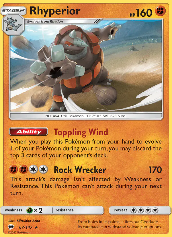 Carta Rhyperior 67/147 de Burning Shadows