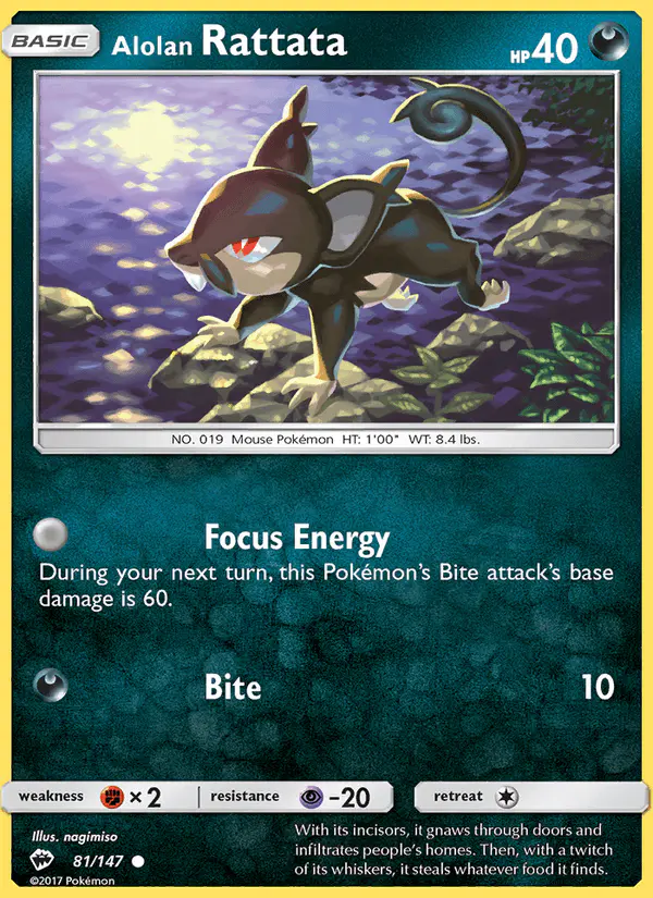 Carta Alolan Rattata 81/147 de Burning Shadows