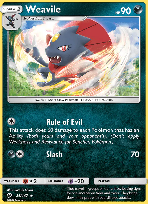 Carta Weavile 86/147 de Burning Shadows
