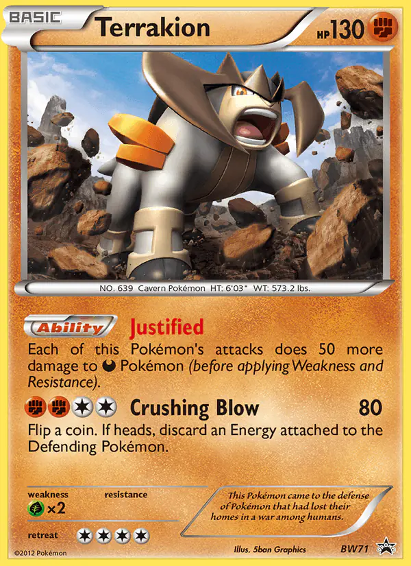 Carta Terrakion BW71 de BW Black Star Promos