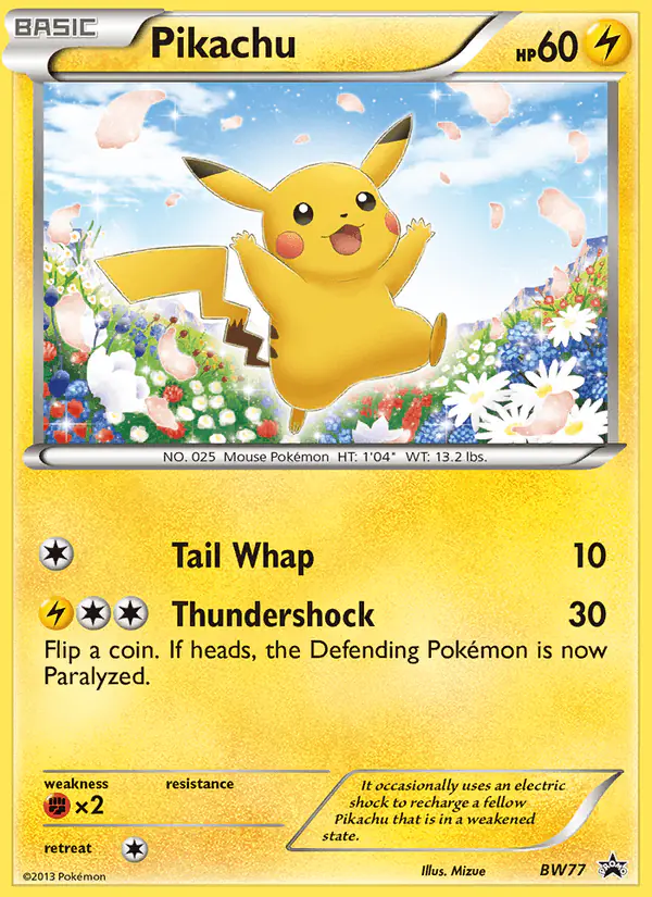 Carta Pikachu BW77 de BW Black Star Promos