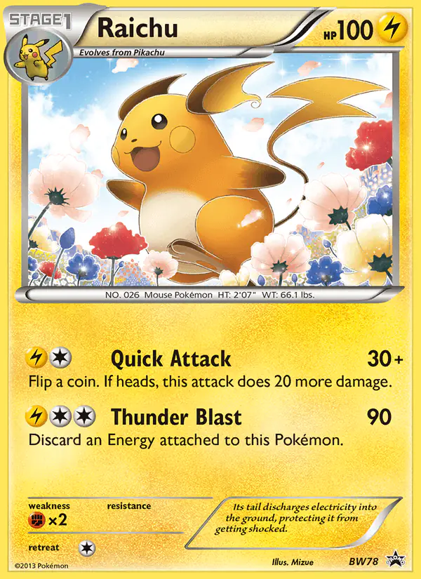 Carta Raichu BW78 de BW Black Star Promos