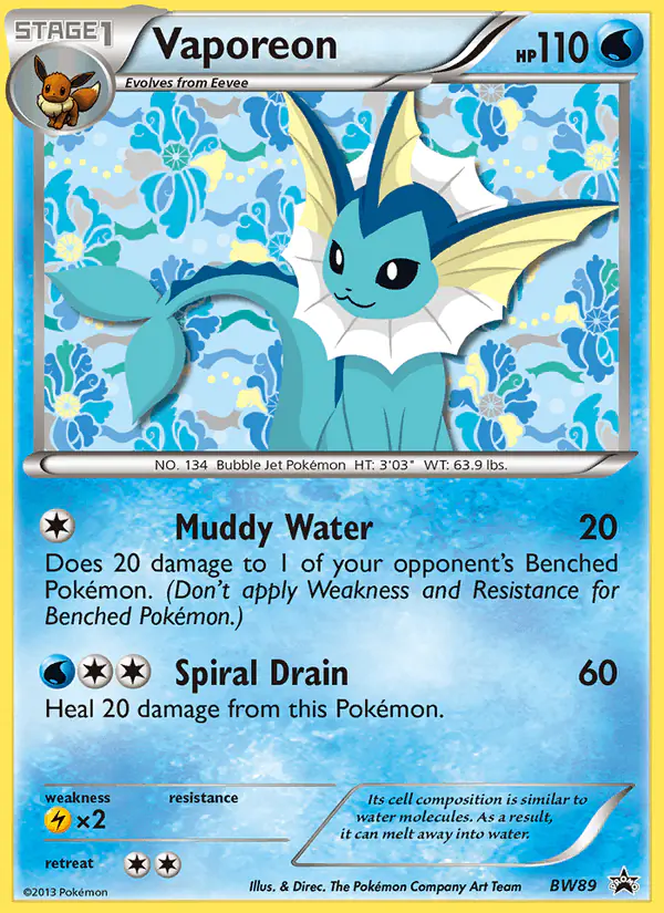 Carta Vaporeon BW89 de BW Black Star Promos