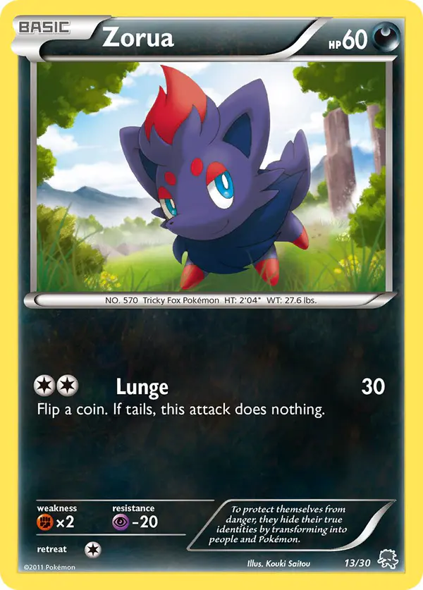 Carta Zorua 13/30 de BW trainer Kit (Zoroark)