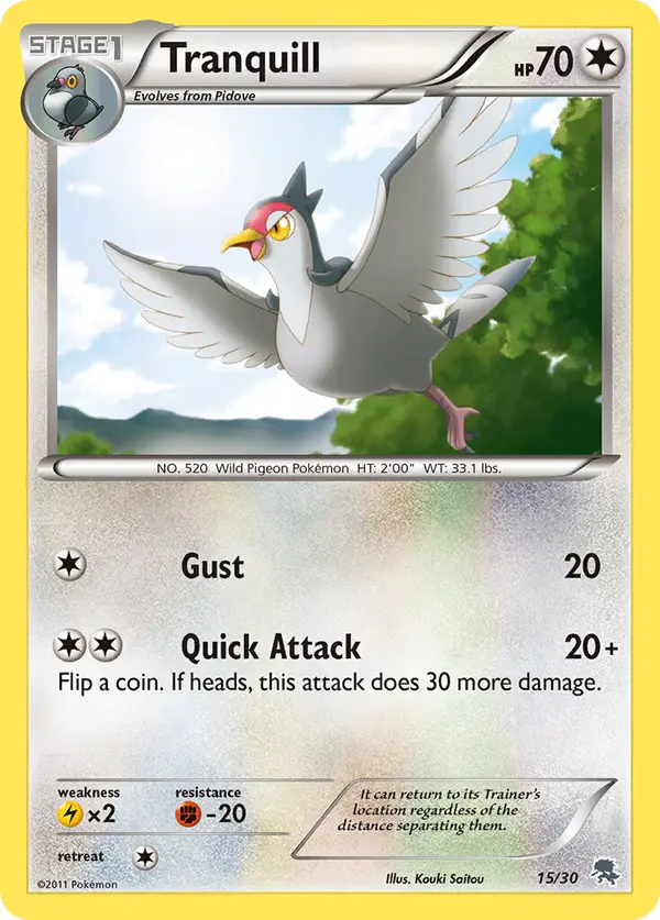 Carta Tranquill 15/30 de BW trainer Kit (Zoroark)