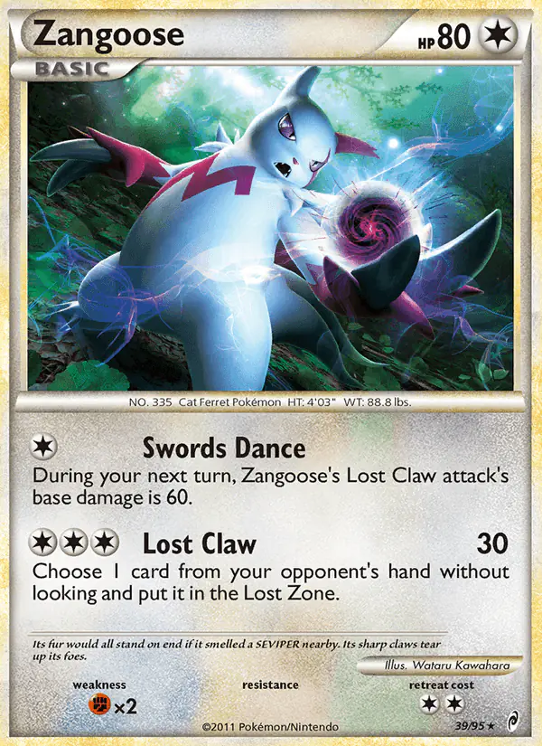 Carta Zangoose 39/95 de Call of Legends