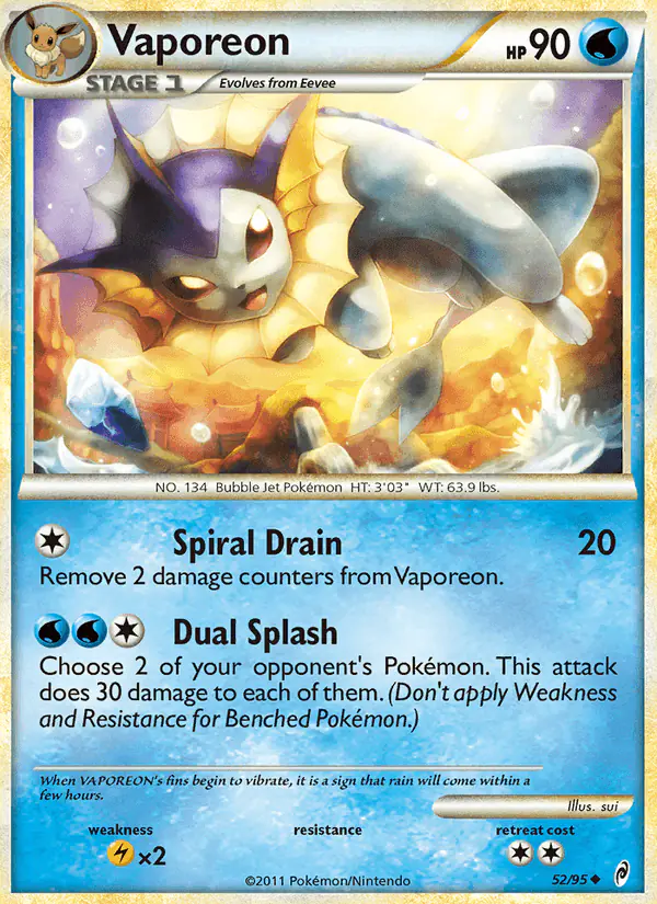 Carta Vaporeon 52/95 de Call of Legends