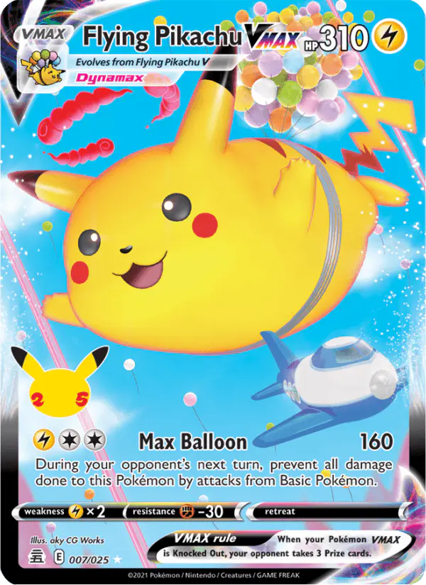 Carta Flying Pikachu VMAX 007/025 de Celebrations