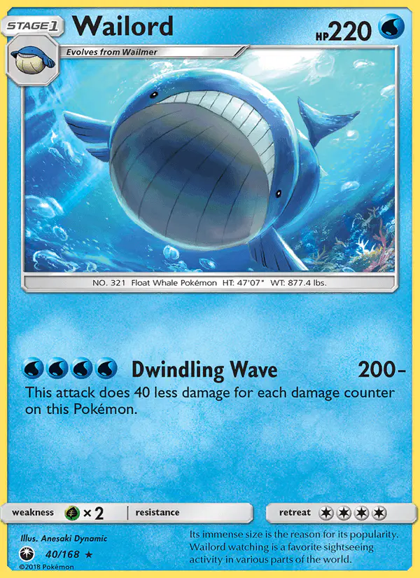Carta Wailord 40/168 de Celestial Storm