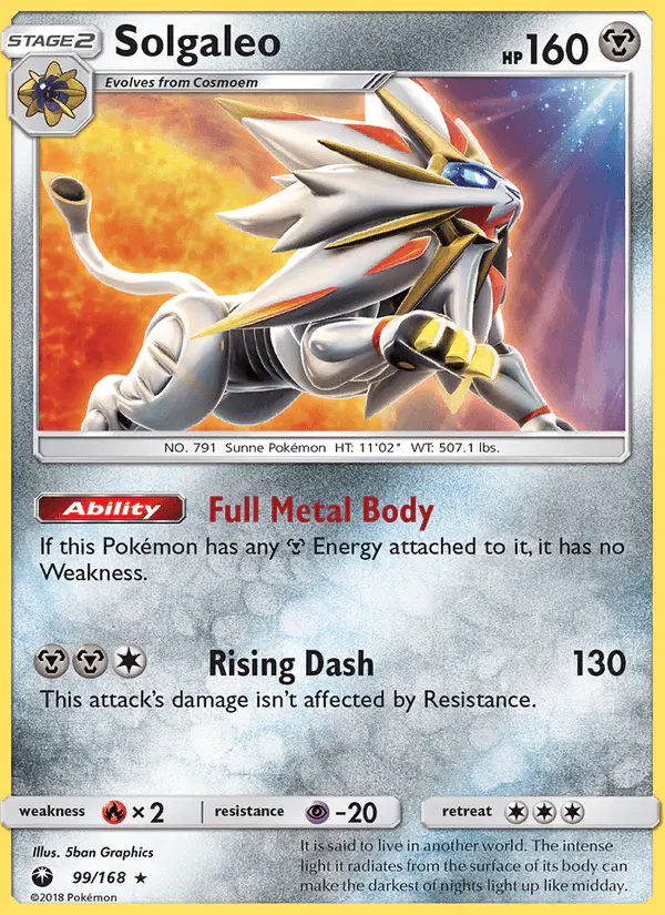 Carta Solgaleo 99/168 de Celestial Storm