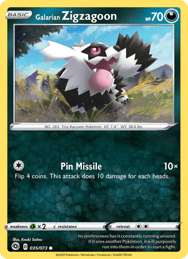 Carta Galarian Zigzagoon 035/073 de Champion's Path