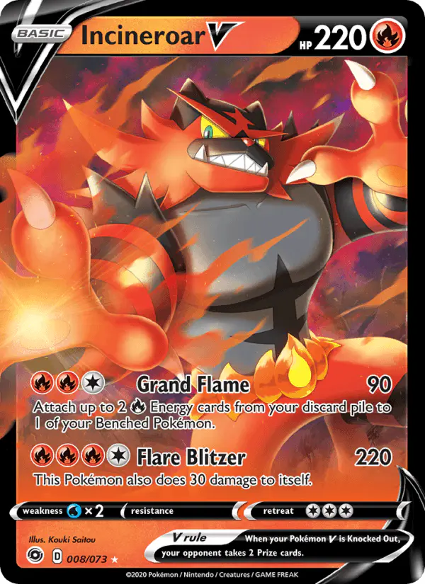 Carta Incineroar V 008/073 de Champion's Path