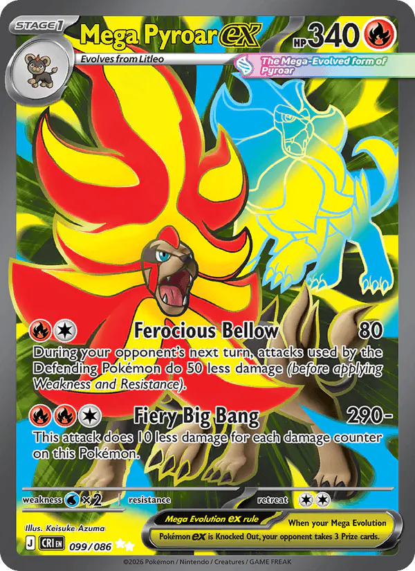 Carta Mega Pyroar ex 099/086 de Chaos Rising