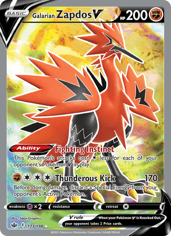 Carta Galarian Zapdos V 173/198 de Chilling Reign