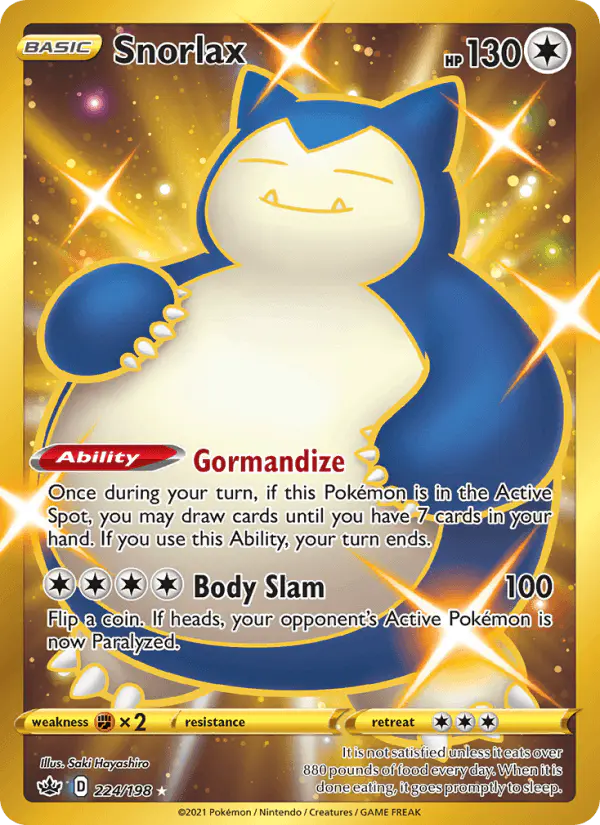 Carta Snorlax 224/198 de Chilling Reign