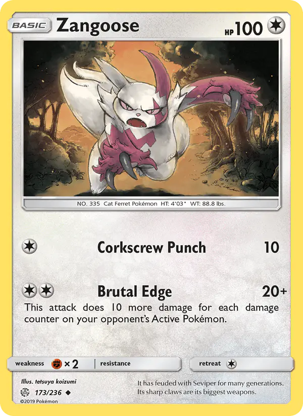 Carta Zangoose 173/236 de Cosmic Eclipse
