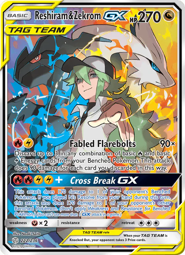 Carta Reshiram & Zekrom GX 222/236 de Cosmic Eclipse