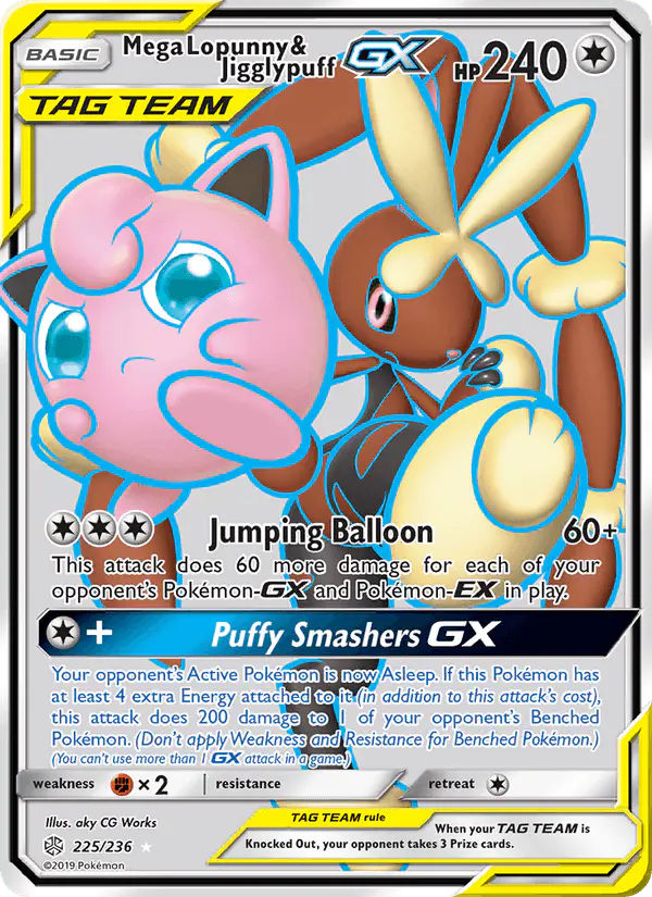 Carta Mega Lopunny & Jigglypuff GX 225/236 de Cosmic Eclipse