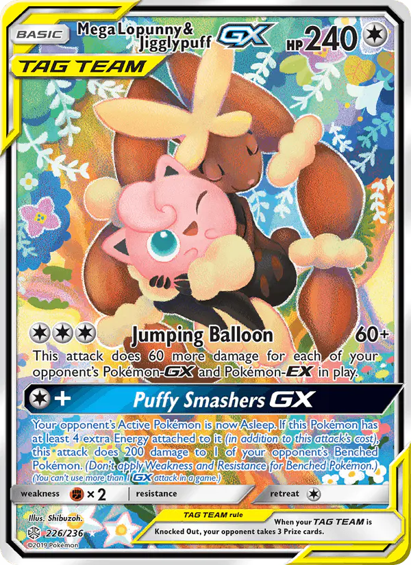 Carta Mega Lopunny & Jigglypuff GX 226/236 de Cosmic Eclipse