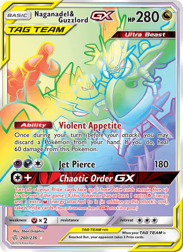 Carta Naganadel & Guzzlord GX 260/236 de Cosmic Eclipse