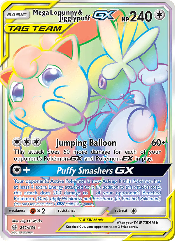 Carta Mega Lopunny & Jigglypuff GX 261/236 de Cosmic Eclipse