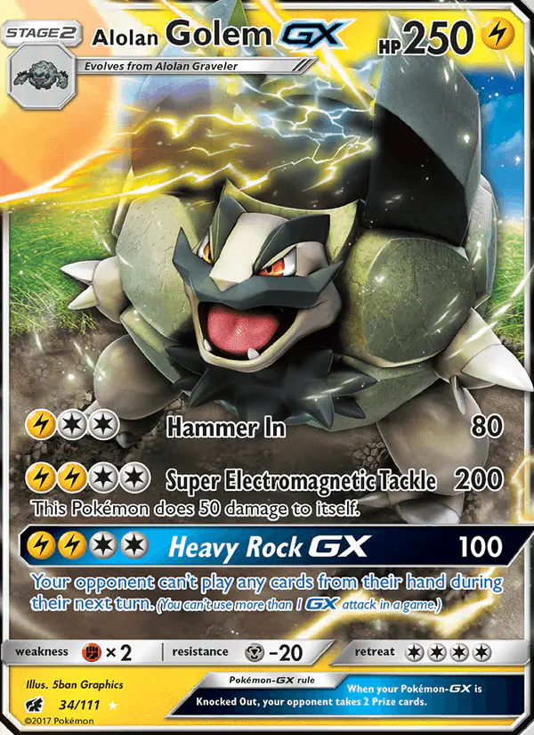 Carta Alolan Golem GX 34/111 de Crimson Invasion