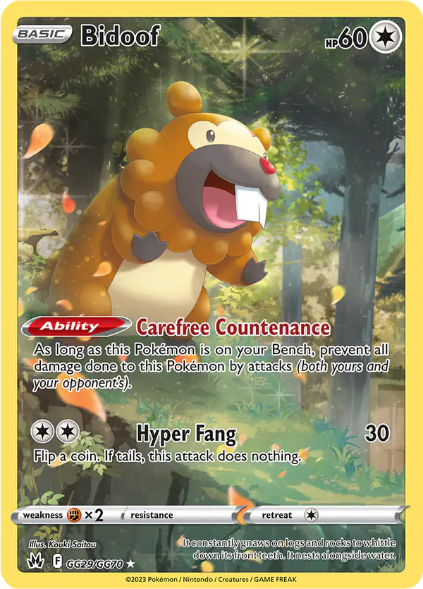 Carta Bidoof GG29 de Crown Zenith Galarian Gallery