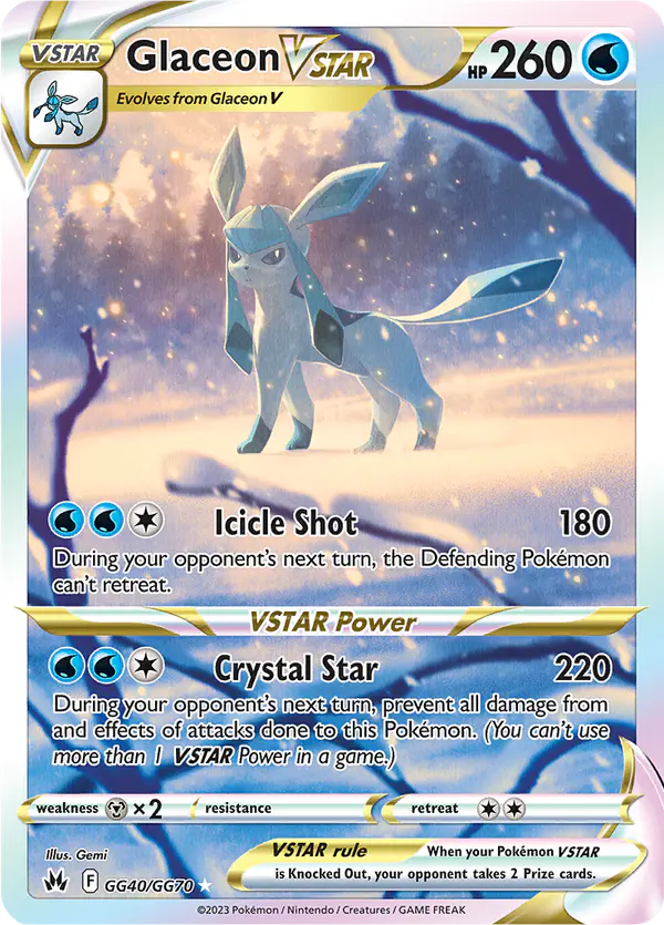 Carta Glaceon VSTAR GG40 de Crown Zenith Galarian Gallery