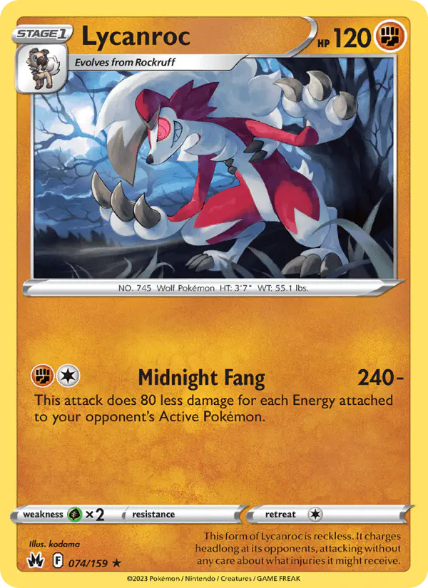 Carta Lycanroc 074/159 de Crown Zenith