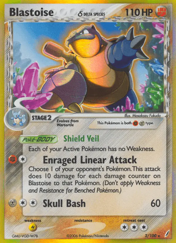Carta Blastoise δ 2/100 de Crystal Guardians