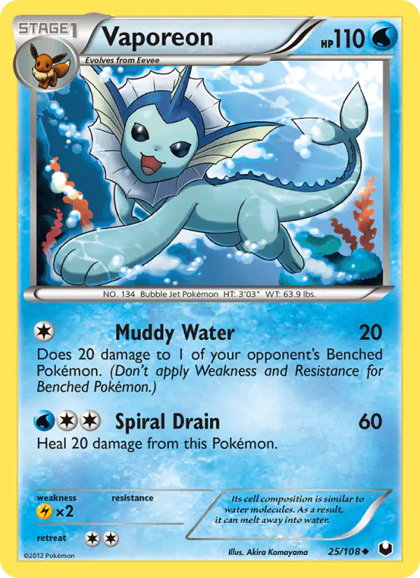 Carta Vaporeon 25/108 de Dark Explorers